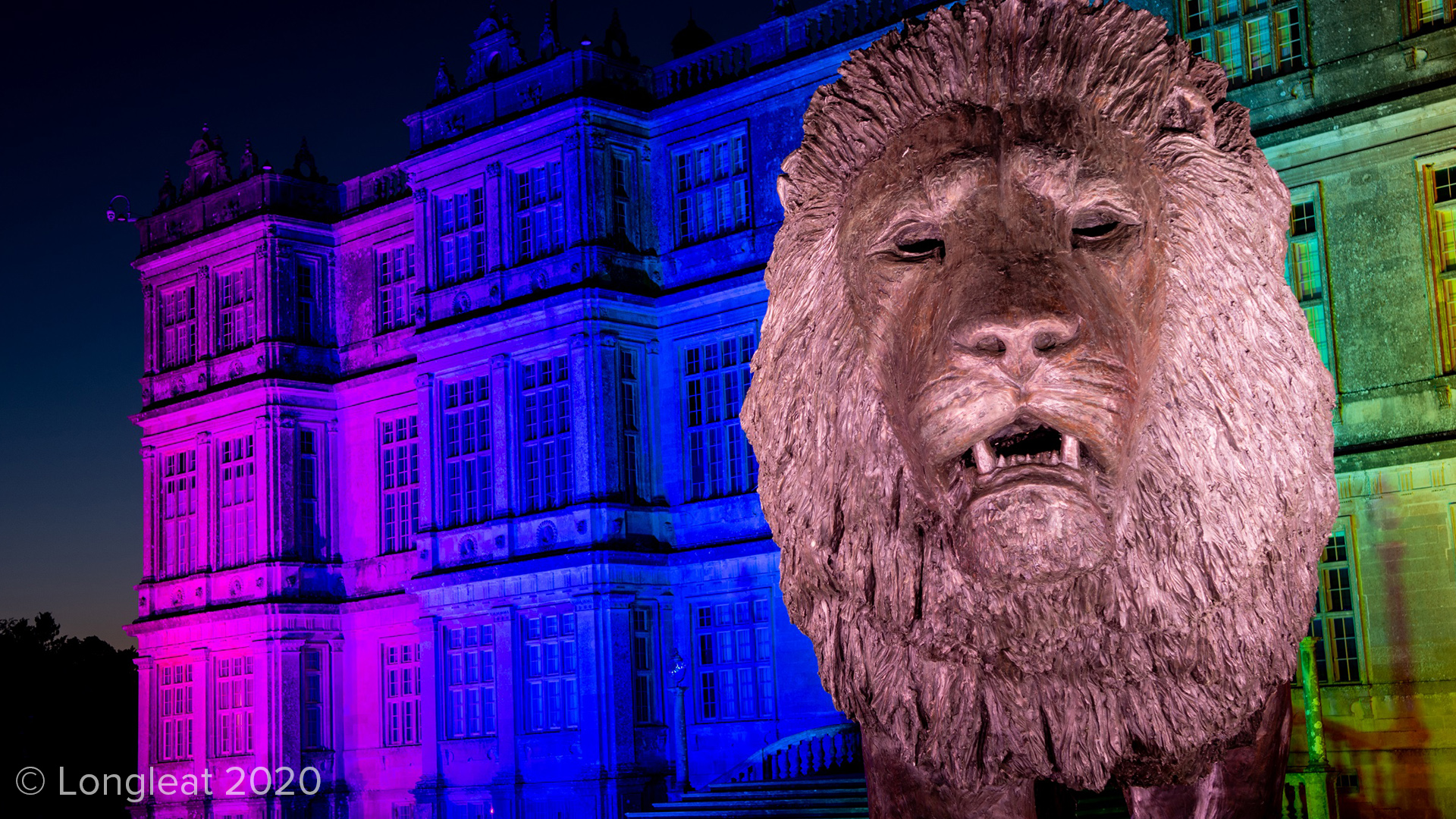 Longleat Lion lit up for the NHS